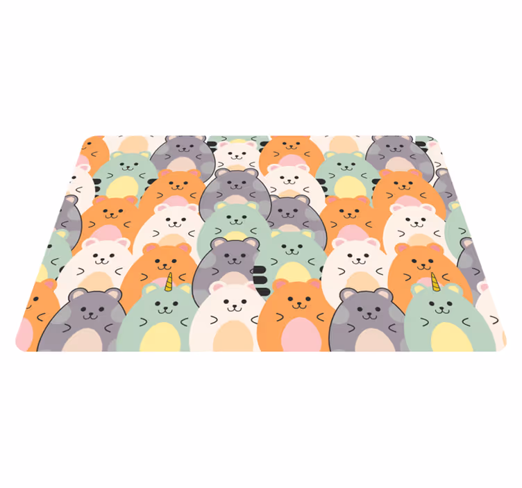 Vinyl teppich tiere mit bunten hamstern beim essen - TenStickers