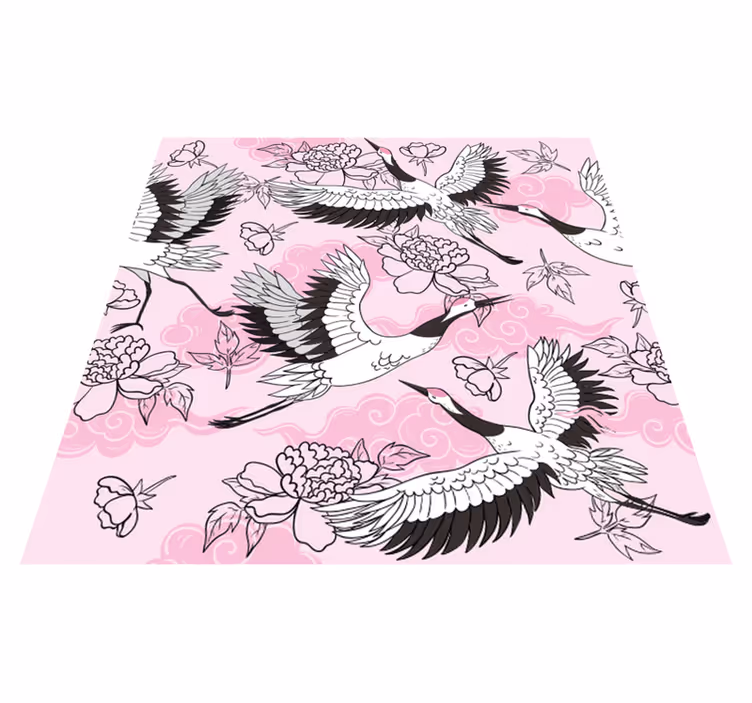 Vinyl teppich tiere moderne pinke vögel - TenStickers