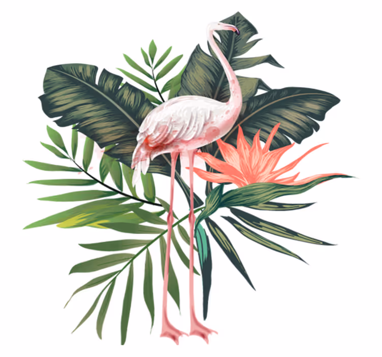 Vinyl teppich tiere aquarell flamingo und blätter - TenStickers
