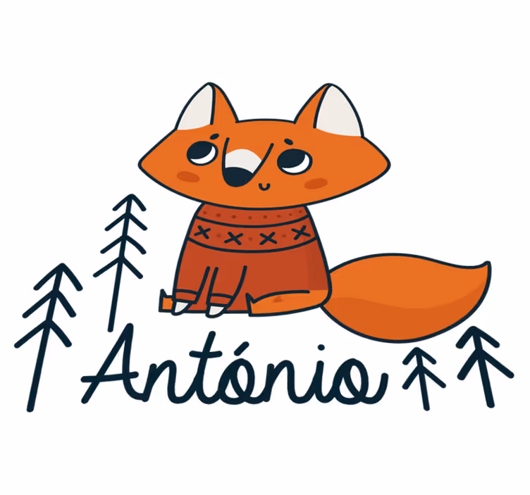 Vinyl teppich tiere nordic fuchs mit namen - TenStickers