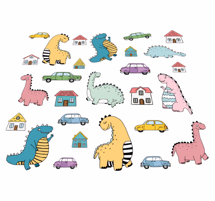 Vinyl teppich tiere nordic dinosaurier set - TenStickers