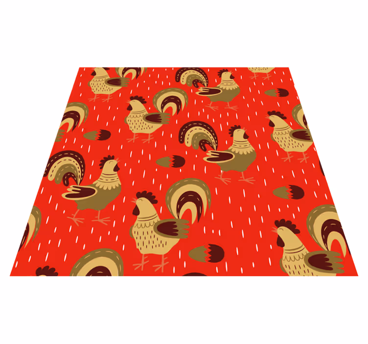 Vinyl teppich tiere mit chinesischem hahn muster - TenStickers