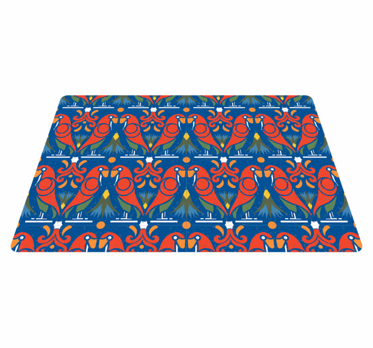 Vinyl teppich tiere florales design mit blauem hintergrund - TenStickers