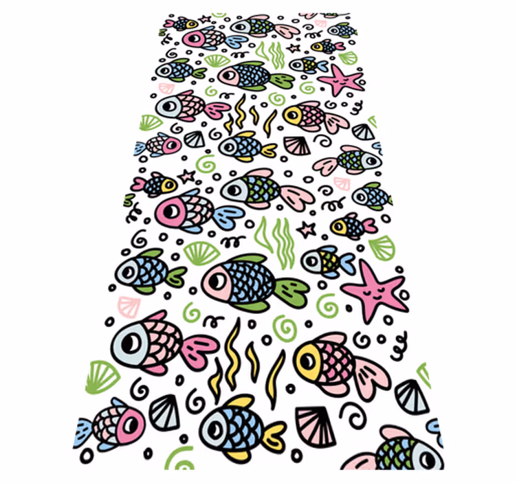 Vinyl teppich tiere mit buntem fischmuster - TenStickers