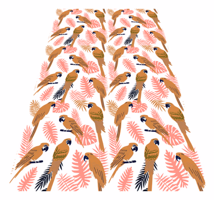 Vinyl teppich tiere mit orangen papageien und rosa blumen - TenStickers