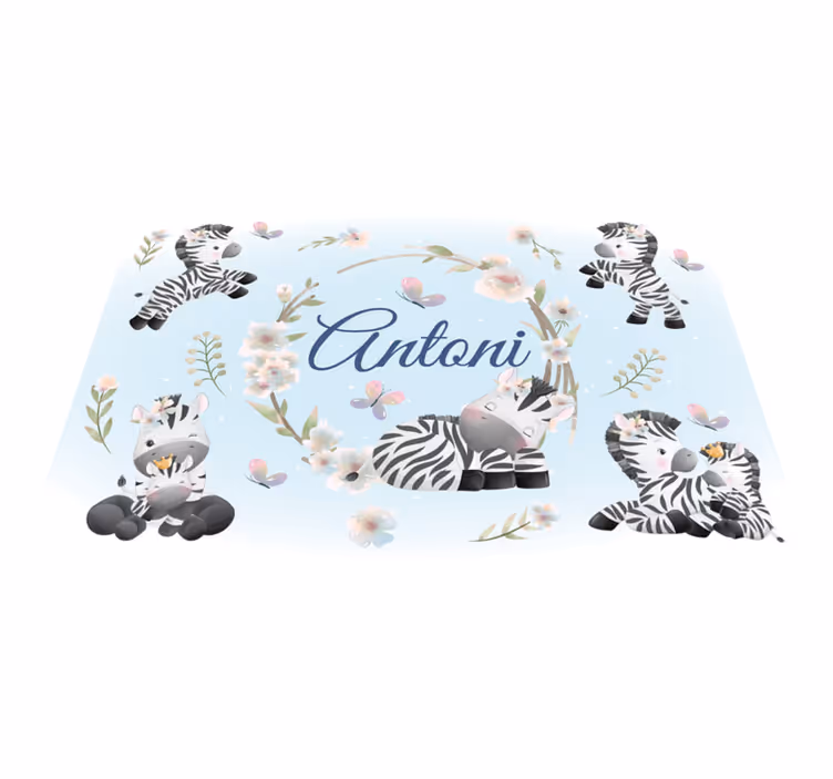 Vinyl teppich tiere mit namen für baby-zebras - TenStickers