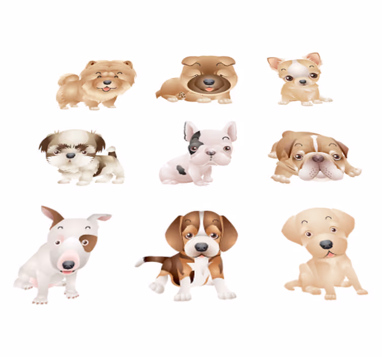 Vinyl teppich tiere mit niedlichen welpen - TenStickers