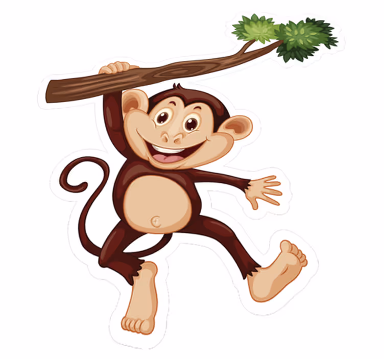 Vinyl teppich tiere frecher affe schwingt - TenStickers
