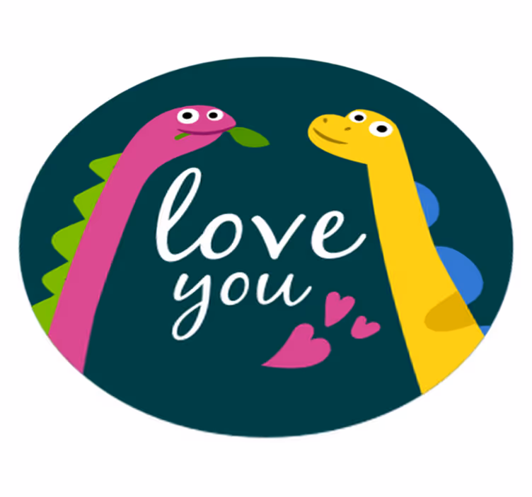 Vinyl teppich tiere süße dinosaurier liebe - TenStickers