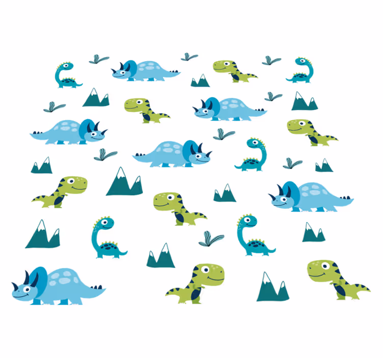 Vinyl teppich tiere mit verspielten dino-mustern - TenStickers