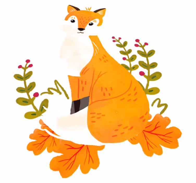 Vinyl teppich tiere verspielter oranger fuchs - TenStickers