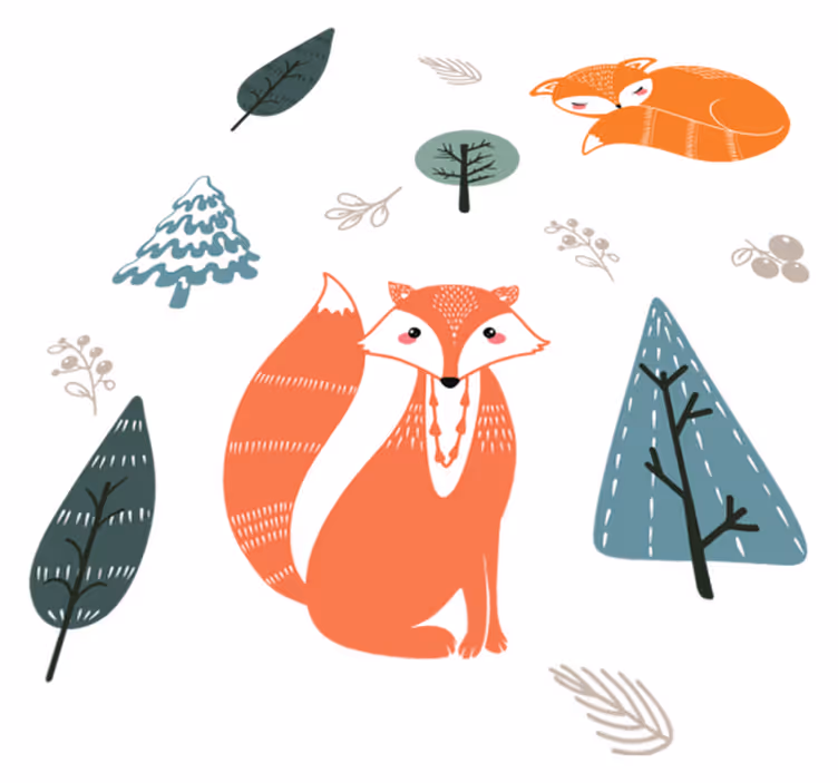 Vinyl teppich tiere mit verspielten fuchsdesigns - TenStickers