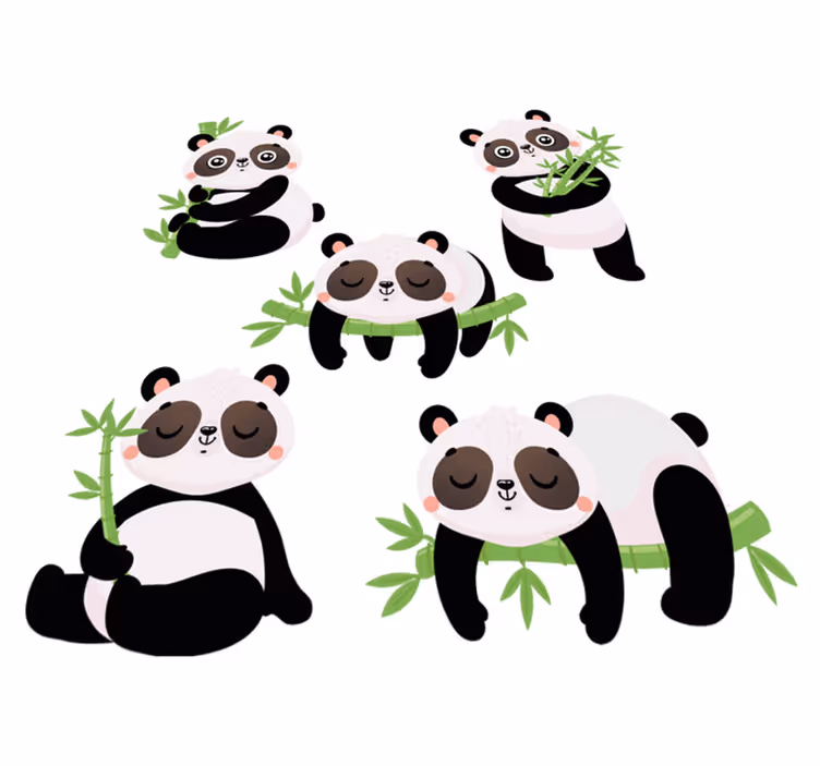 Vinyl teppich tiere mit süßen panda illustrationen - TenStickers