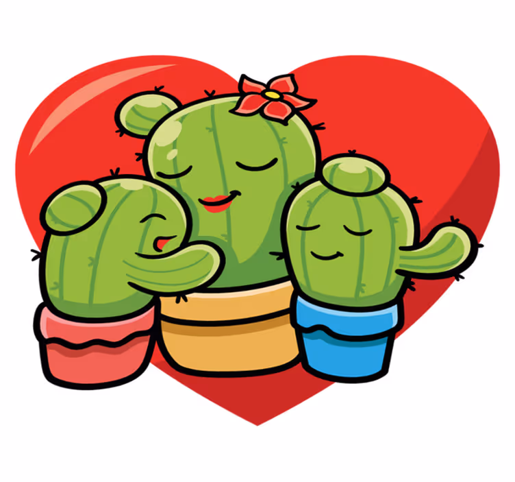 Vinyl teppich tiere kaktus familie liebe - TenStickers