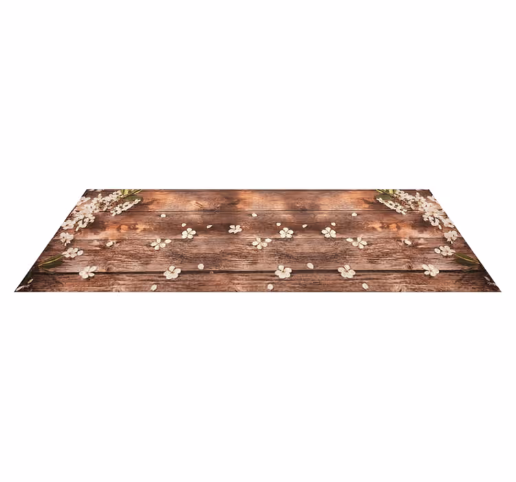 Vinyl teppich küche mit floralen holzmotiven - TenStickers