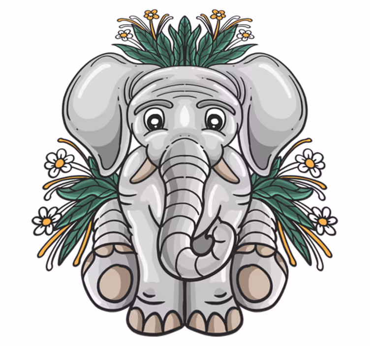 Vinyl teppich tiere mit süßer elefantenillustration - TenStickers