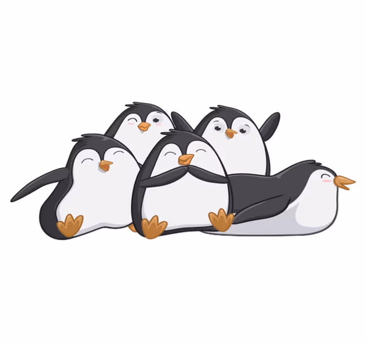Vinyl teppich tiere glückliche pinguinfamilie - TenStickers