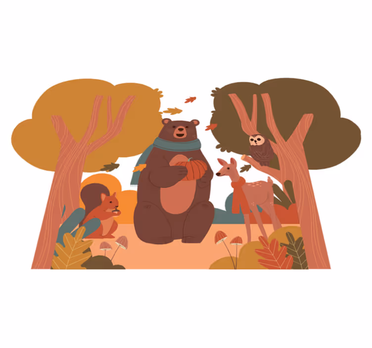 Vinyl teppich tiere herbstwald kreaturen - TenStickers