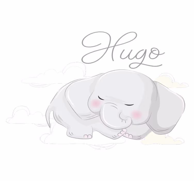 Vinyl teppich tiere elefant schlafend auf wolken - TenStickers