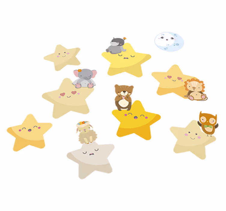 Vinyl teppich tiere sterne fürs kinderzimmer - TenStickers