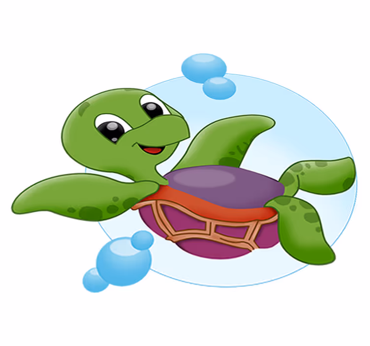 Vinyl teppich tiere baby-schildkröte beim spielen - TenStickers
