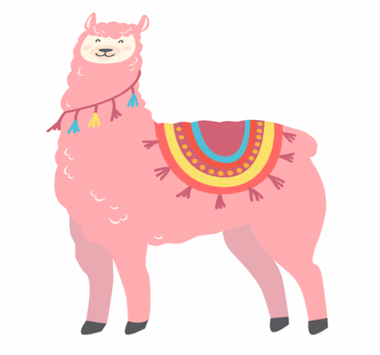 Vinyl teppich tiere llama rosa - TenStickers