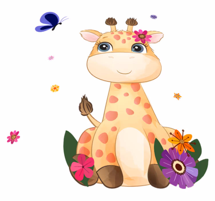 Vinyl teppich tiere giraffe mädchen aus wildem afrika - TenStickers