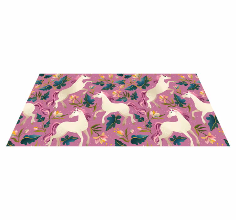 Vinyl teppich tiere mit pinkem pferdemuster - TenStickers