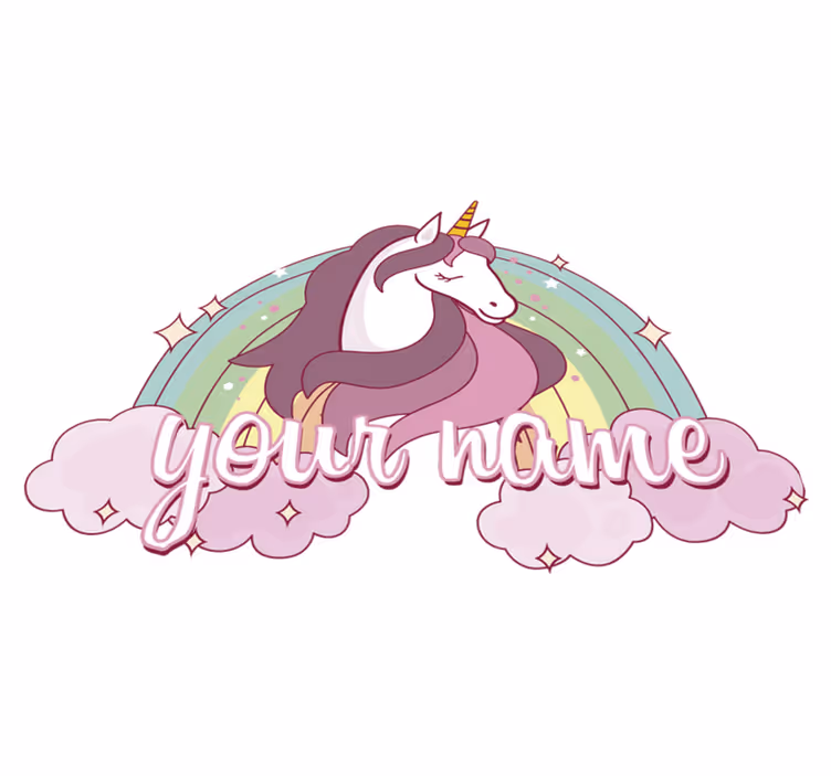 Vinyl teppich tiere einhorn in pink mit namen - TenStickers
