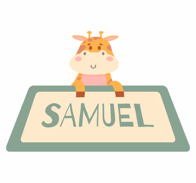 Vinyl teppich tiere giraffenetikett mit namen - TenStickers