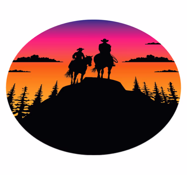Vinyl teppich tiere berge wildwest und pferde - TenStickers