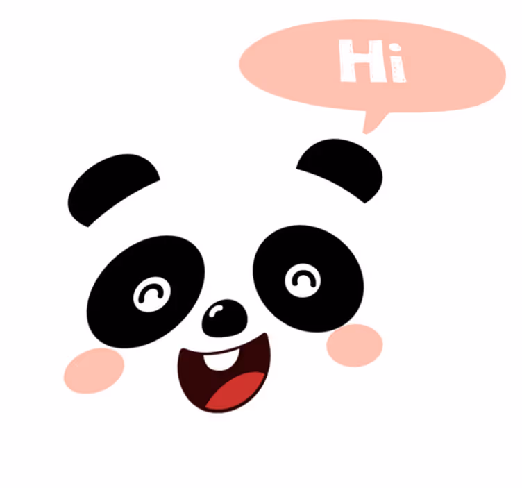 Vinyl teppich tiere mit cartoon panda sagt hallo - TenStickers