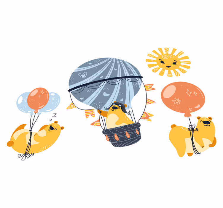 Vinyl teppich tiere mit tieren an ballons - TenStickers