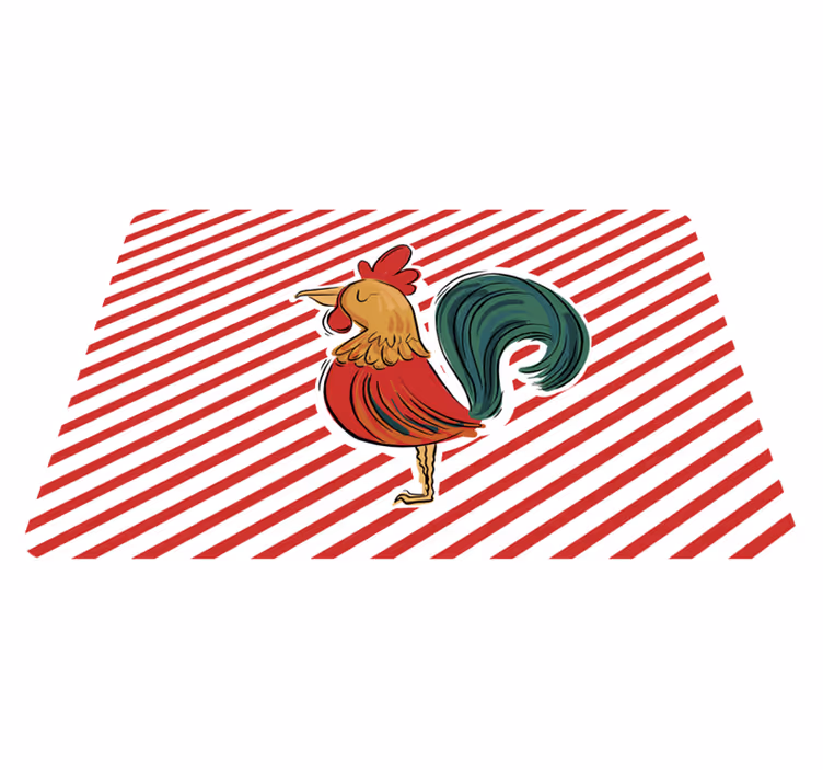 Vinyl teppich tiere im bunten hahn design original - TenStickers