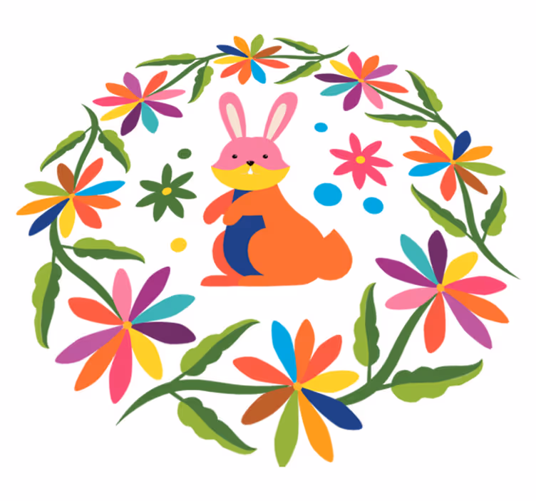 Vinyl teppich tiere mit buntem hasen design - TenStickers