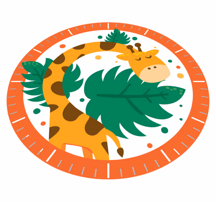 Vinyl teppich tiere und kinderuhr mit giraffe - TenStickers