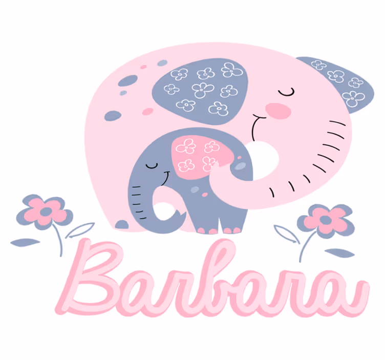 Vinyl teppich tiere elefanten mit herzen und namen - TenStickers