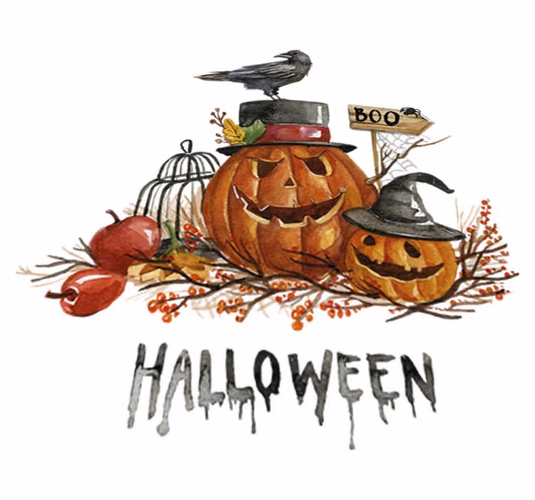 Vinyl teppich halloween mit gruseligen kürbissen - TenStickers