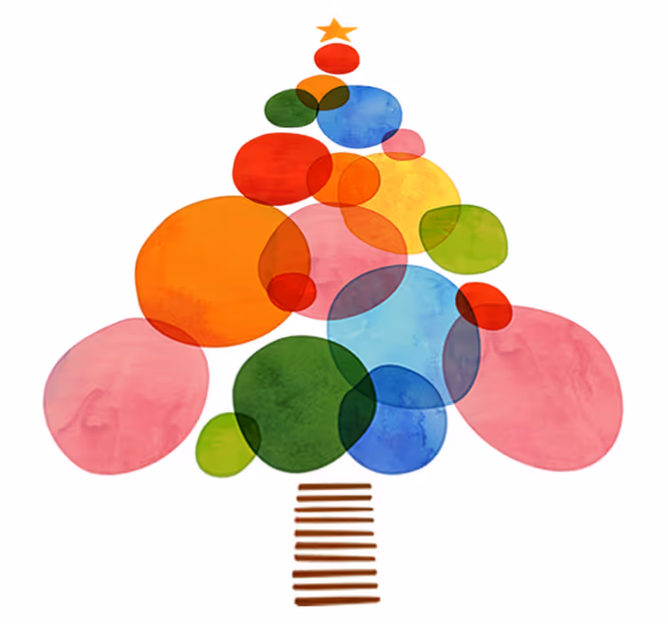 Vinyl teppich weihnachten in buntem aquarell - TenStickers