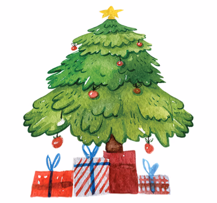 Vinyl teppich weihnachten baum mit geschenken - TenStickers