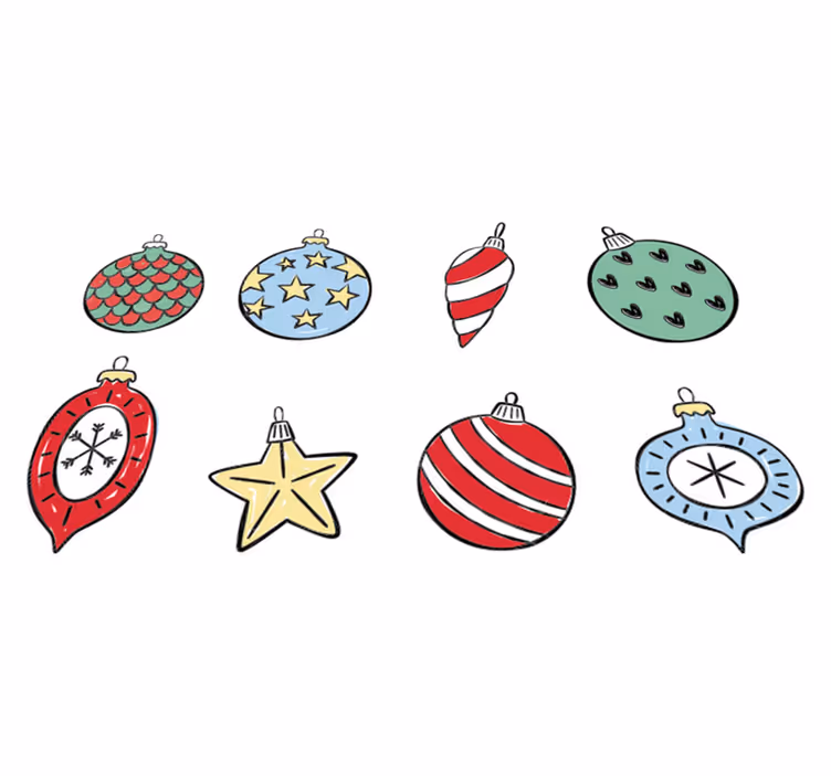 Vinyl teppich weihnachten mit vintage christbaumkugeln - TenStickers