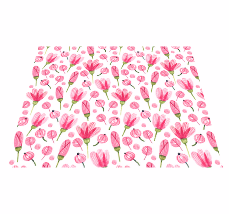 Vinyl teppich blumen in pinken aquarellblüten - TenStickers