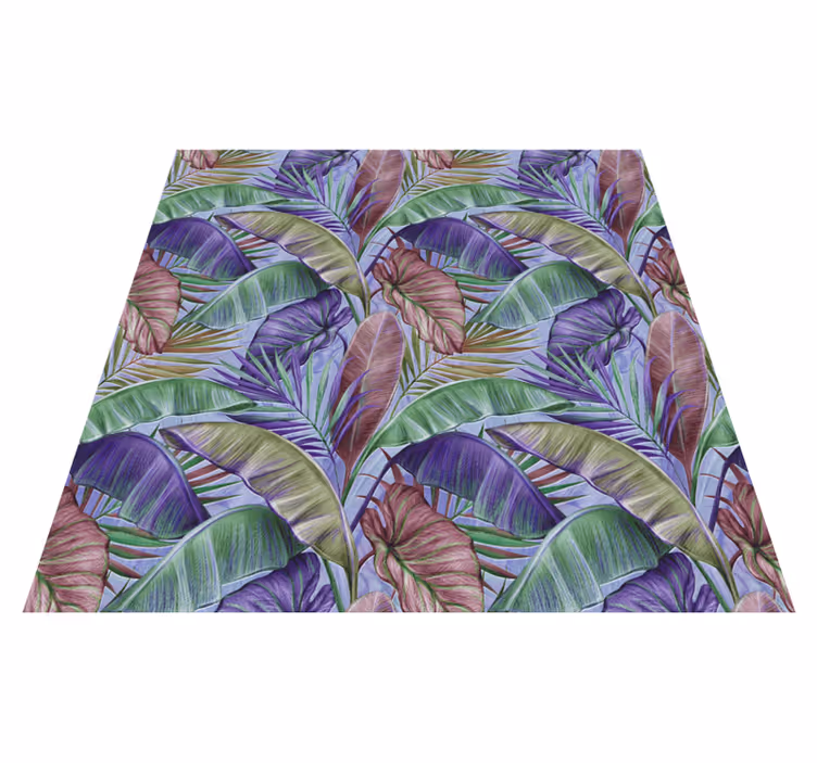 Vinyl teppich blumen mit lila blattdesign - TenStickers