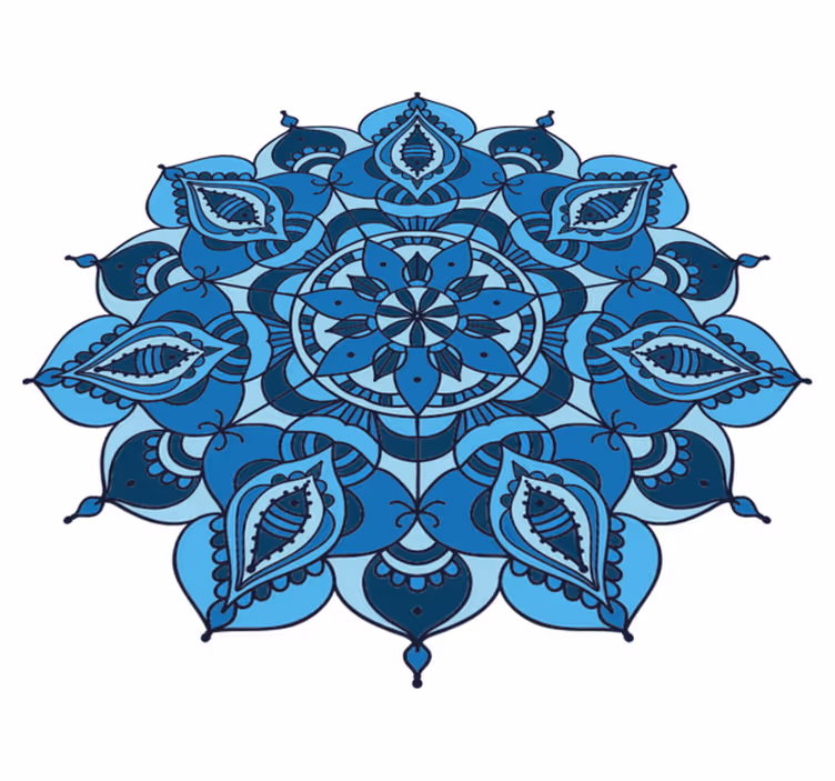 Vinyl teppich blumen lotusblau mandala - TenStickers