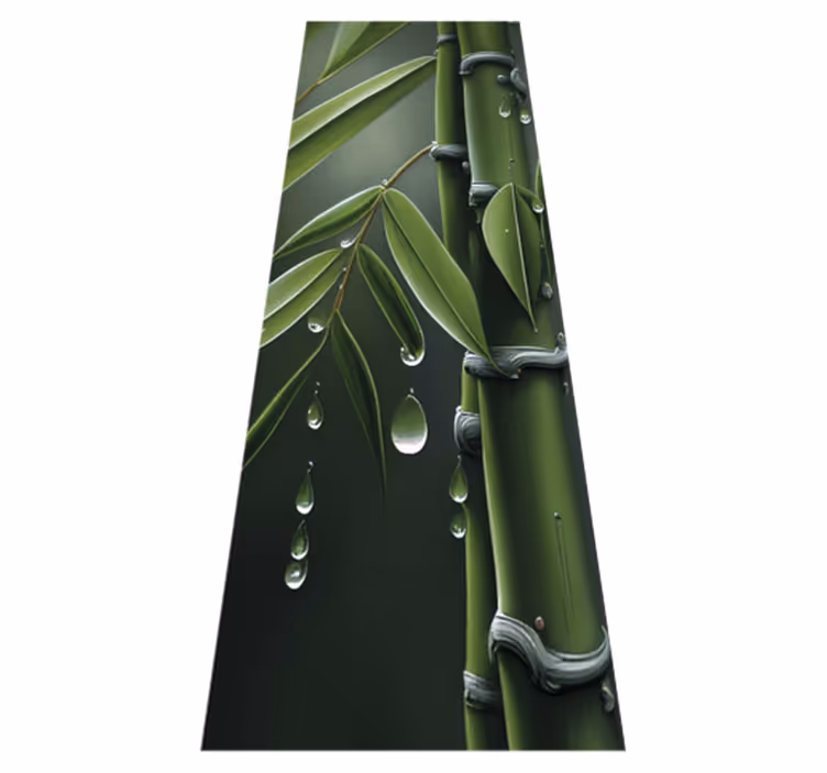 Vinyl teppich blumen bambus mit tropfen - TenStickers