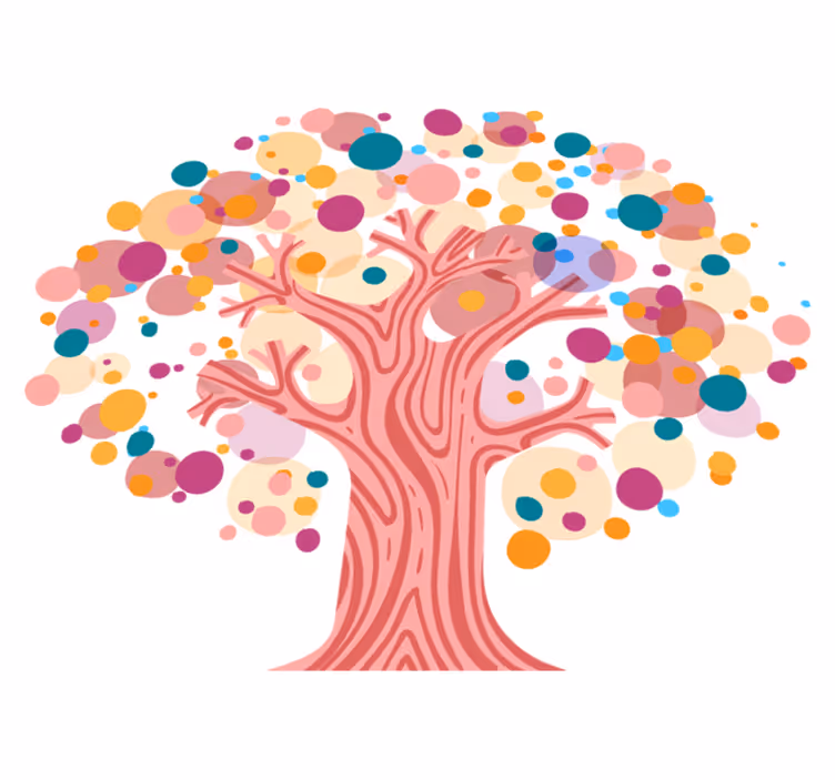 Vinyl teppich blumen mit bunter baum-silhouette - TenStickers