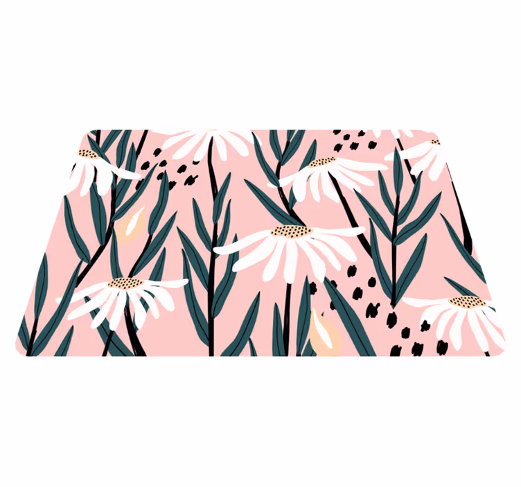 Vinyl teppich blumen gänseblümchen auf rosa hintergrund - TenStickers
