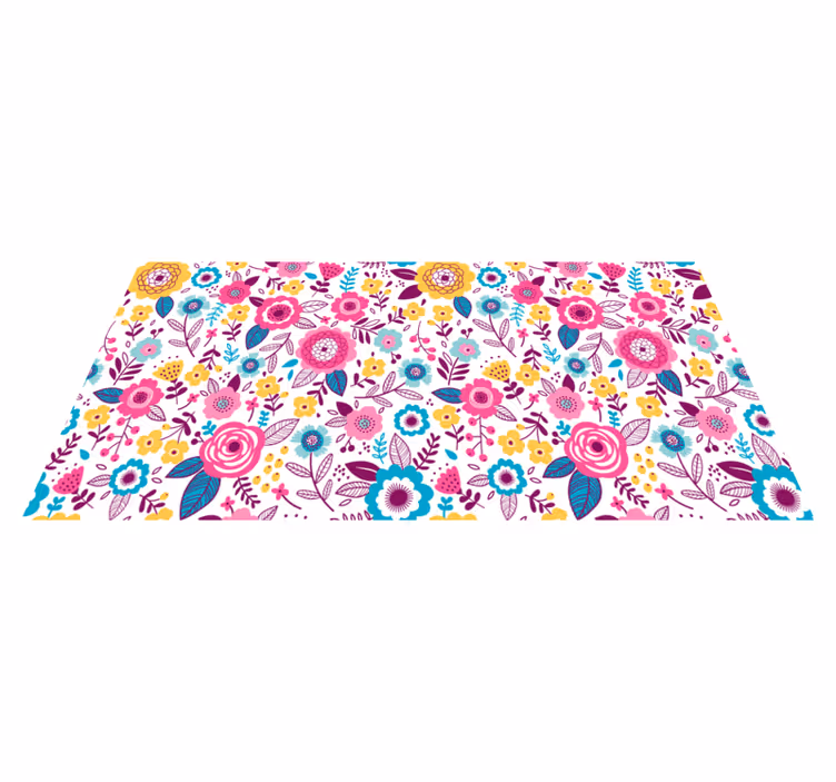 Vinyl teppich blumen kallax mit rosa blumen - TenStickers