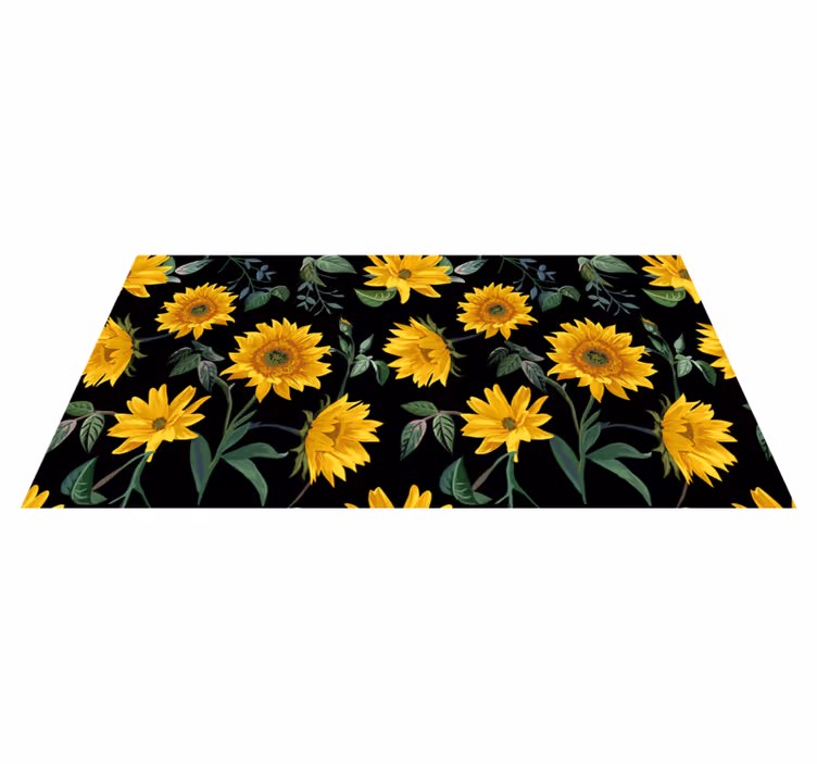 Vinyl teppich blumen vintage sonnenblume - TenStickers