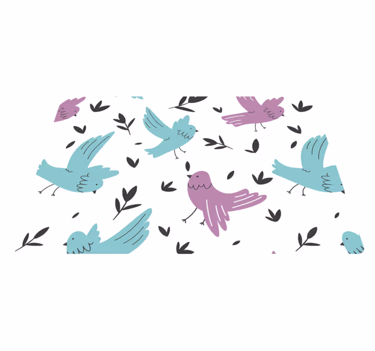 Vinyl teppich tiere mit blauen und lila vögeln - TenStickers